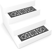 Pack of (6)&nbsp;Non-Slip Stair Traction Control Grip Heavy Duty Rubber Tread, Ornate Design for Indoor/Outdoor Use, Black. Appears New.&nbsp;