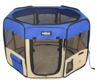 2-Door Soft-Sided Pop-Up Dog & Cat Playpen w/ Mesh Roof Enclosure & Carrying Bag. Appears New.&nbsp;
