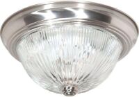 Lot of (2) Nuvo Lighting 15" Flush Mount, Brushed Nickel Finish with Clear Ribbed Glass - Appear New