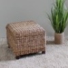 International Caravan Arizona Natural Abaca Weave Square Cushioned Ottoman Stool,&nbsp;Salak Brown Finish