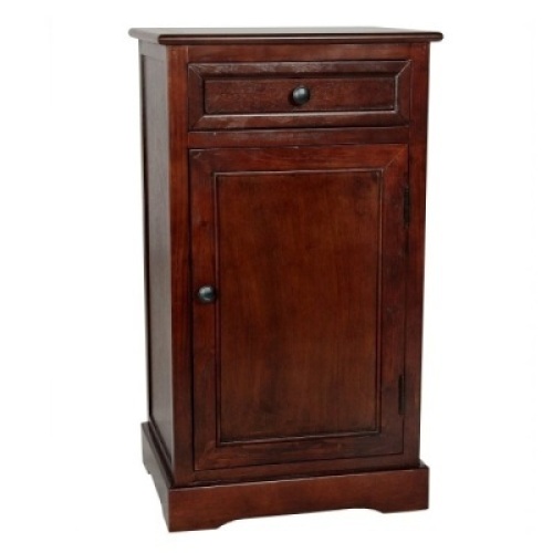 Oriental Furniture 1 Drawer Nightstand w/ Left Facing Door, Black (13.75" W x 17" D x 30" H)