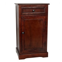 Oriental Furniture 1 Drawer Nightstand w/ Left Facing Door, Black (13.75" W x 17" D x 30" H)
