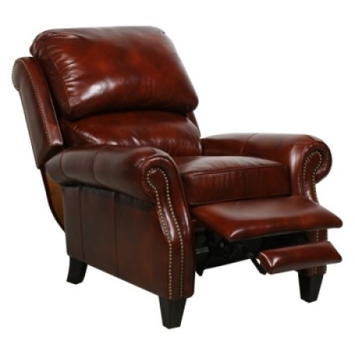 Barcalounger -&nbsp;Churchill II Leather Recliner w/&nbsp;Nailhead Trim Accent, Dark Brown Leather. Appears New.&nbsp;