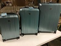 Travel Joy Luggage Set, Spinner Wheels, 3 Piece, 28", 24", 20", Metallic Teal - Appears New with Minor Cosmetic Damage See Pics