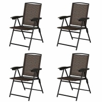 4 Piece Folding Sling Chairs With Steel Armrest And Adjustable Back