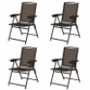 4 Piece Folding Sling Chairs With Steel Armrest And Adjustable Back