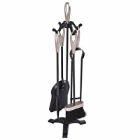 5 Pcs Stylish Silver Iron Fireplace Tools Set