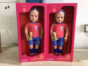 Lot of (2) Our Generation 18" Soccer Player Doll - Dina