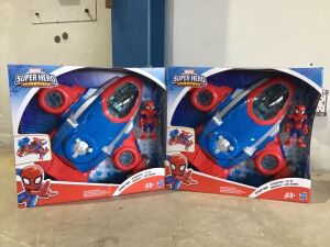 Lot of (2) Playskool Heroes Marvel Super Hero Adventures Spider-Man Jetquarters