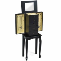 2 Colors Armoire Storage Standing Jewelry Cabinet With Mirror