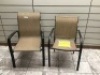 (2) Metal Framed Outdoor Patio Chairs w/ Brown Woven Weather Resistant Canvas Backing. Appear New.&nbsp;