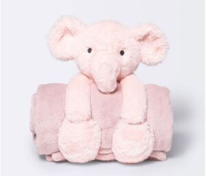 Case of (12) Cloud Island Pink Elephant Plush Blanket with Soft Toy 