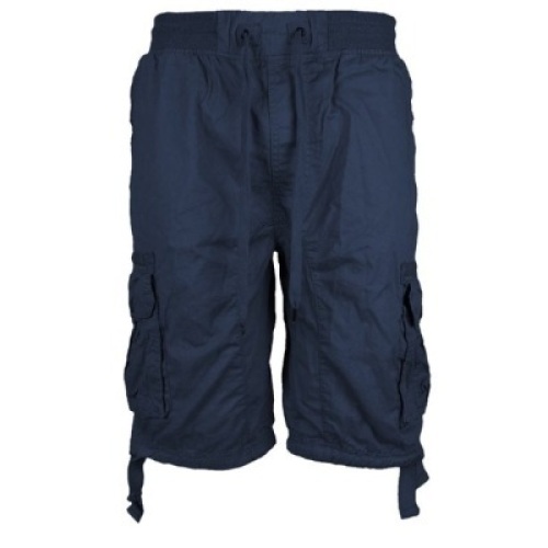 Large Lot (Approx. 50 Pair) of&nbsp;Scoop Men's Elastic Waist Drawstring Multi Pocket Cotton Cargo Shorts, Navy. Various Sizes. New.&nbsp;