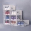 Set of 8 Stackable Clear Plastic Foldable Shoes Storage Boxes