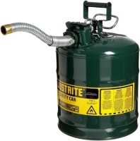 Justrite 7250430 AccuFlow 5 Gallon, 11.75" OD x 17.50" H Galvanized Steel Type II Green Safety Can With 1" Flexible Spout. Appears New