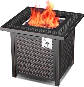 OT QOMOTOP Outdoor Propane Fire Pit Table, 28 Inch 50,000 BTU Gas Fire Table with Auto-Ignition. Appears New