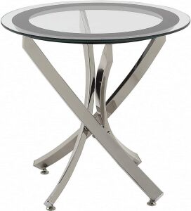 Norwood Chrome End Table with Tempered Glass Top