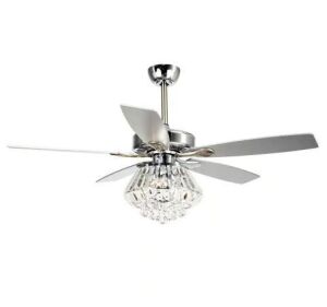 Zuniga 52 in. Indoor Chrome Downrod Mount Crystal Chandelier Ceiling Fan With Light and Remote Control