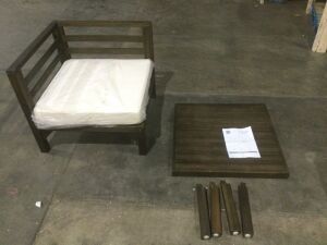 Lot of (2) Acacia Wood Outdoor Patio Sectional Corner Piece - Missing Screws for Legs & No Back Cushion