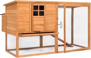 66" Outdoor Wooden Chicken Coop Nesting Hen House w/Poultry Cage