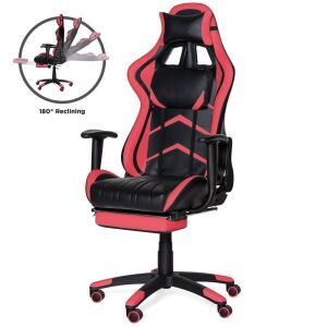 High Back Reclining Office Gaming Chair with Footrest 