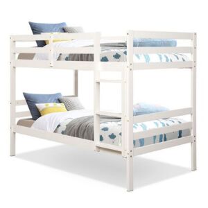 Costway Twin Over Twin Wood Bunk Beds Ladder Safety Rail White