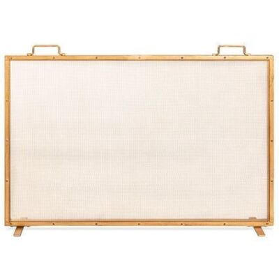 Single Panel Handcrafted Steel Mesh Fireplace Screen w/ Handles - 38x27in