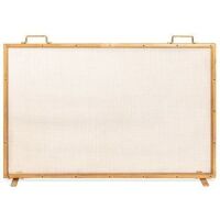 Single Panel Handcrafted Steel Mesh Fireplace Screen w/ Handles - 38x27in