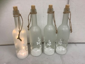 Lot of (4) Lighted Bottles, Works, Appears New