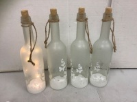 Lot of (4) Lighted Bottles, Works, Appears New