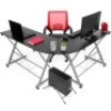 Modular L-Shape Corner Computer Desk w/ Wooden Tabletop, Keyboard Tray. Appears New