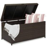 Indoor/Outdoor Wicker Storage Box w/ Steel Frame, Lift-Up Top - 136 Gallons. Appears New