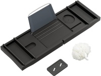 Domax Bathtub Caddy Tray Expandable Bamboo Tub Tray for Luxury Bath with Book Holder and Free Soap Dish 
