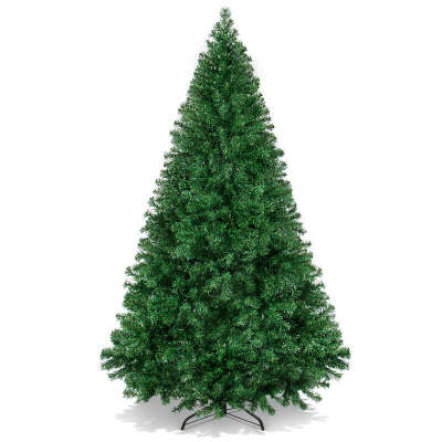 Premium Artificial Pine Christmas Tree w/ 1,000 Tips. Foldable Metal Base