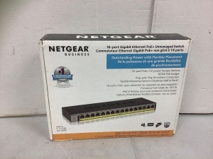 Netgear 16 Port Ethernet PoE+ Unmanaged Switch, Powers Up, Appears New