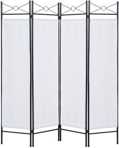 6ft 4-Panel Folding Privacy Screen Room Divider w/Steel Frame, White