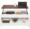 Multifunctional Lift Top Coffee Table w/ Hidden Storage, 3 Cubbies