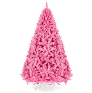 7.5' Pink Artificial Fir Christmas Tree w/ Foldable Stand