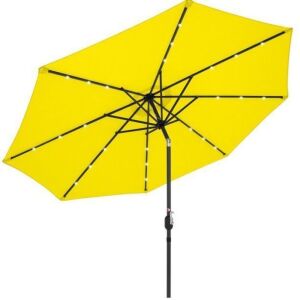 10ft Solar LED Lighted Patio Umbrella w/ Tilt Adjustment, Fade-Resistant Fabric