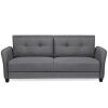 76in Contemporary Linen Fabric Upholstered Sofa Couch Lounger - Dark Gray