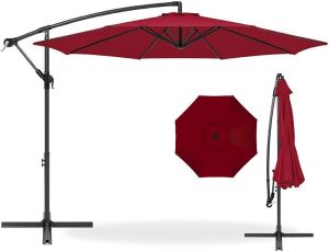 10ft Offset Hanging Market Patio Umbrella w/Easy Tilt Adjustment, Polyester Shade, 8 Ribs