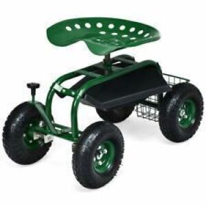 Mobile Rolling Garden Work Seat W/ Tool Tray