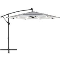 10ft Solar LED Offset Hanging Outdoor Market Patio Umbrella w/ Easy Tilt Adjustment