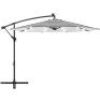 10ft Solar LED Offset Hanging Outdoor Market Patio Umbrella w/ Easy Tilt Adjustment