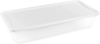 Homz Snaplock Clear Storage Bin with Lid, Large-41 Quart, White, 2 Pack