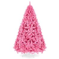 7.5'&nbsp;Pink Artificial Tinsel Christmas Tree w/ Foldable Stand