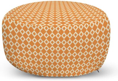 Lunarable Orange Ottoman Pouf