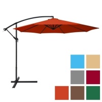 10ft Offset Hanging Outdoor Market Patio Umbrella w/ Easy Tilt Adjustment - Rust. Appears New