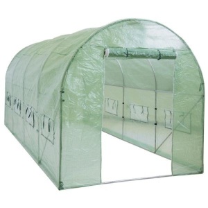 15x7x7ft Walk-In Greenhouse Tunnel Tent w/ Roll-Up Windows, Zippered Door. Appears New