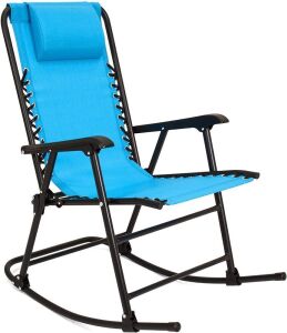 Foldable Zero Gravity Rocking Mesh Patio Lounge Chair w/Headrest Pillow